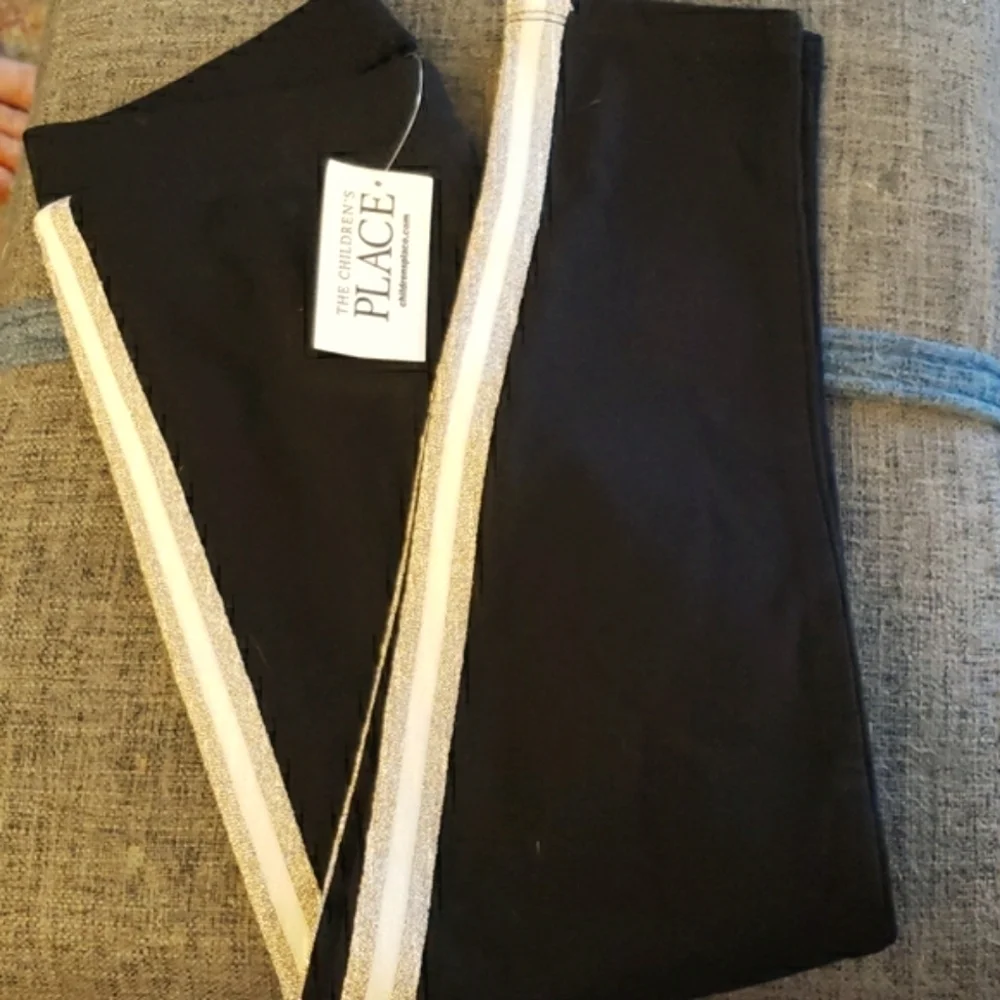 The Children's Place Black Metallic Trimmed Leggings Size S